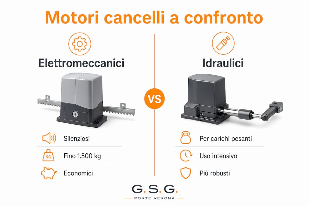 Infografica: confronto tra motori elettromeccanici e motori idraulici