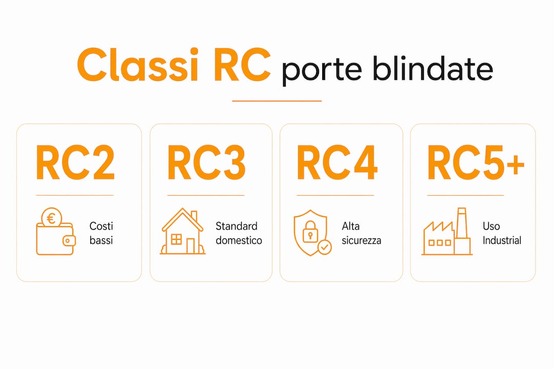 Infografica sulle diverse classi di sicurezza delle porte blindate