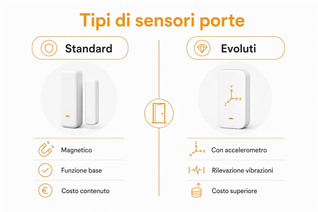 Infografica: confronto tra le diverse tipologie di sensori per porte