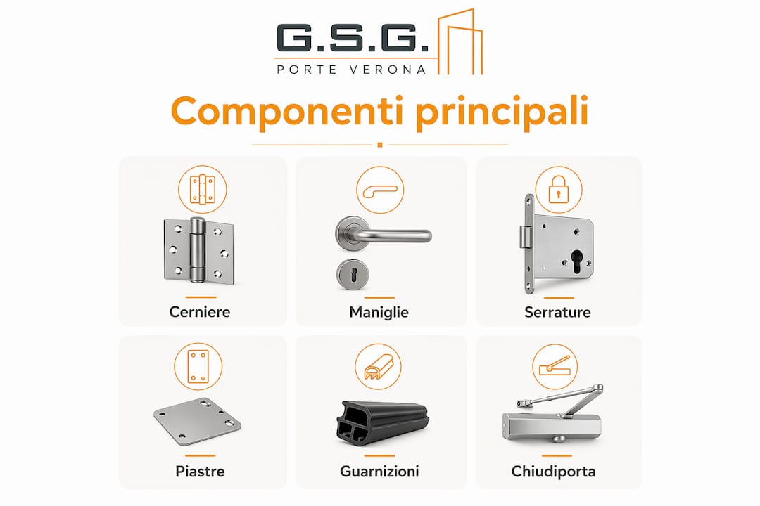 Scopri, grazie a questa infografica, quali sono i principali elementi della ferramenta per porte.