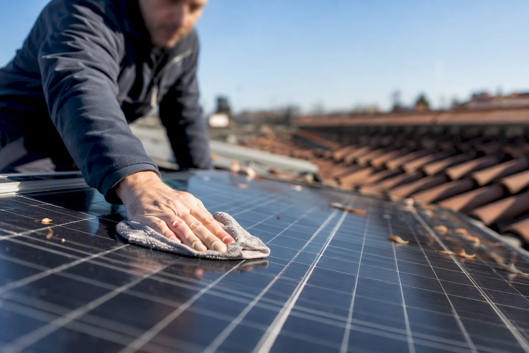 Tecnico specializzato nella manutenzione di pannelli fotovoltaici per abitazioni