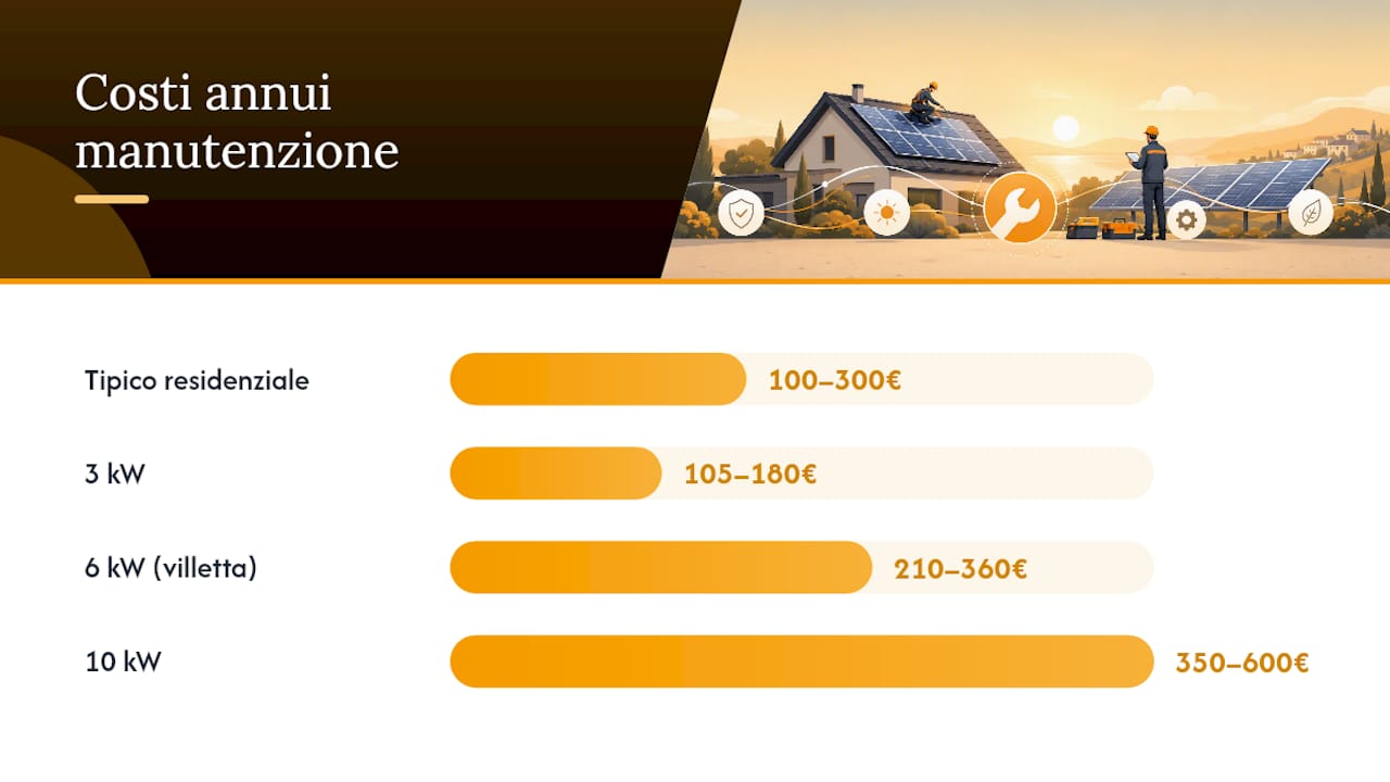 Grafico dei costi della manutenzione ordinaria del fotovoltaico