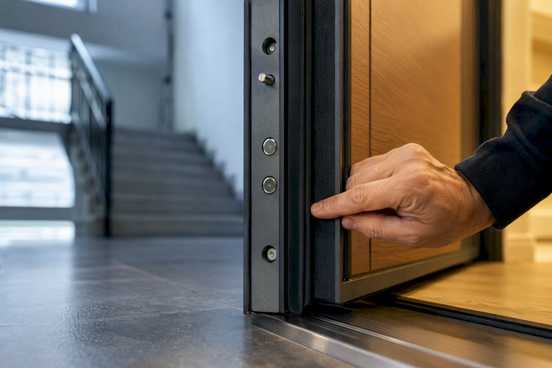 Particolare della guarnizione su porta del condominio