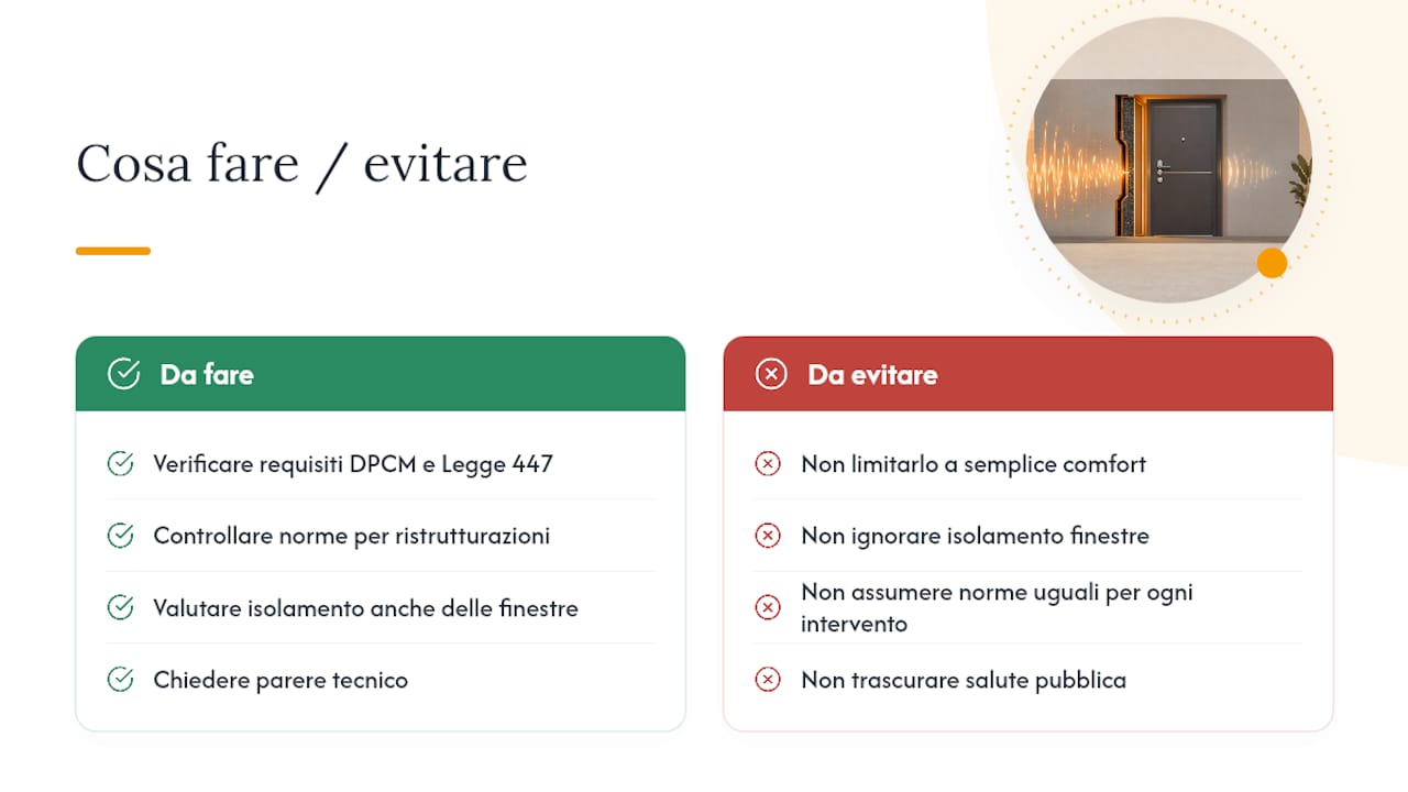 Cosa dice la normativa italiana sull'isolamento acustico — overview diagram