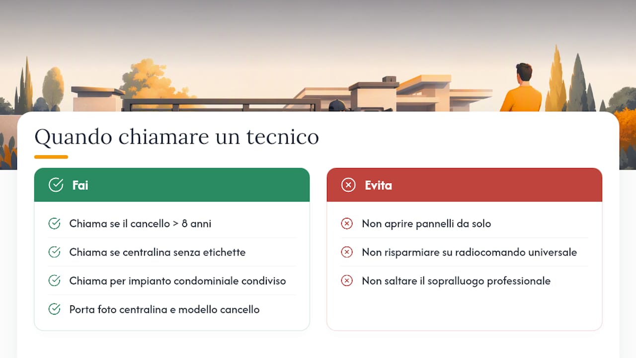 La prospettiva dell'installatore su quando chiamare un tecnico — overview diagram