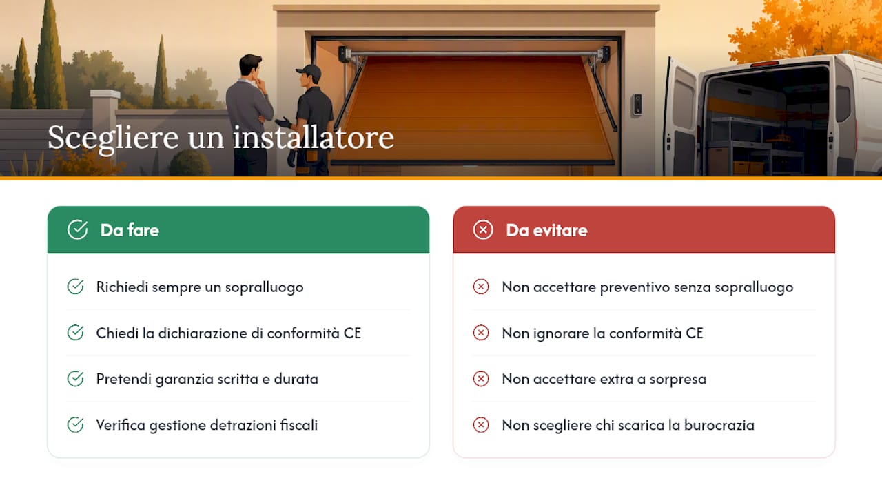 Come scegliere un installatore affidabile — overview diagram