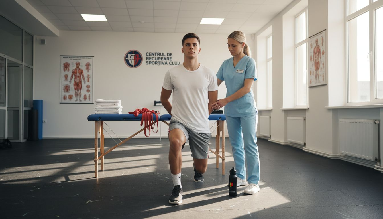 Sportiv aflat sub îndrumarea unui kinetoterapeut modern