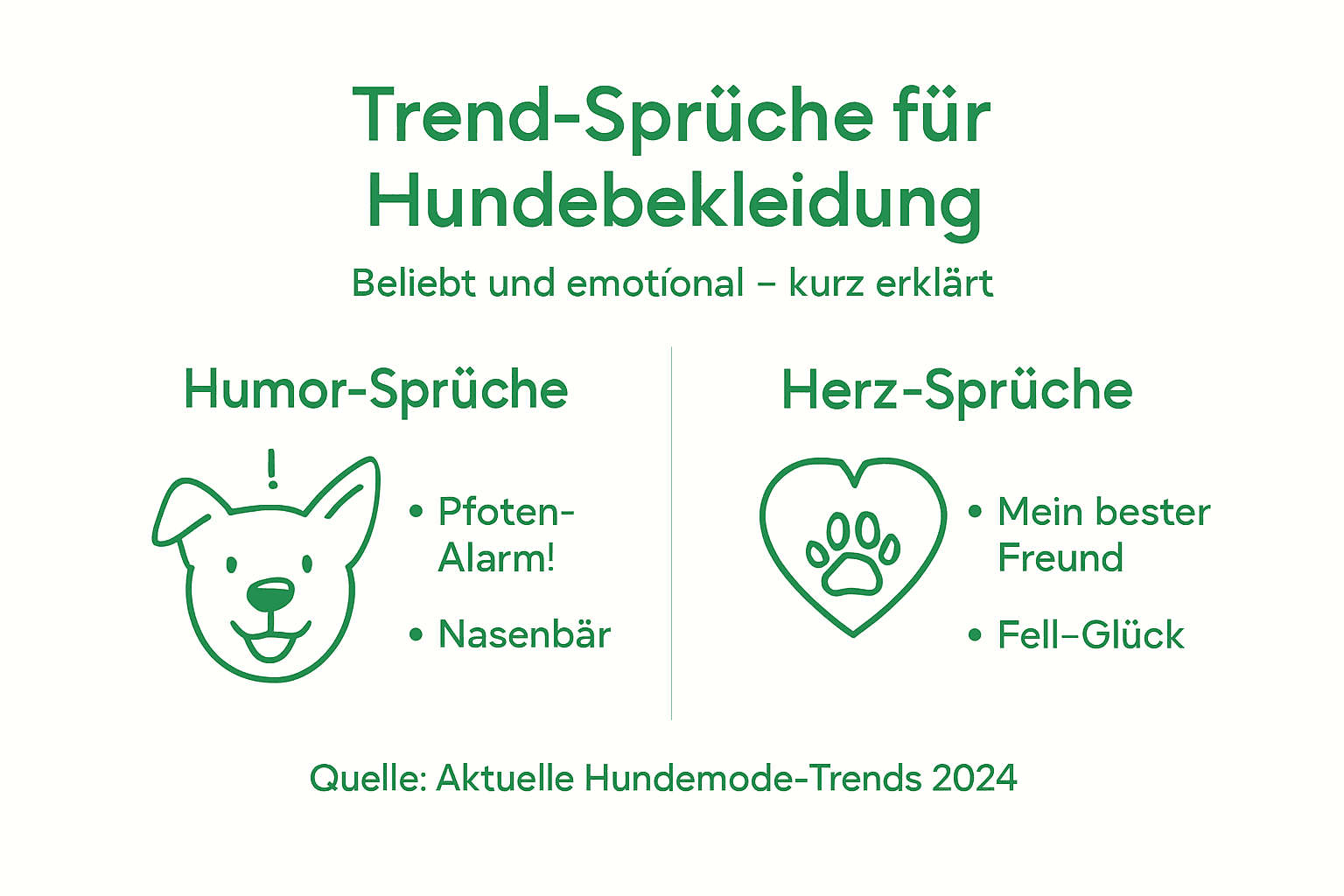 Beliebte Spruch-Kategorien rund um Hundemode – eine Übersicht als Infografik