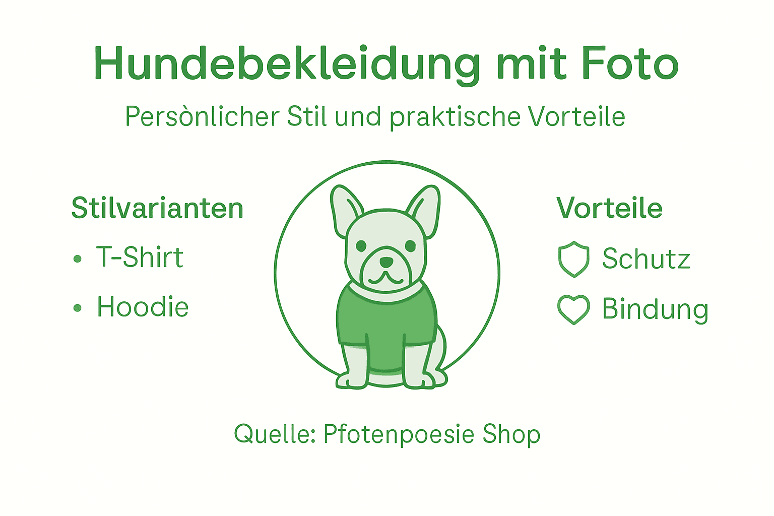 Informative Grafik rund ums Thema Hundemode – mit anschaulichem Foto