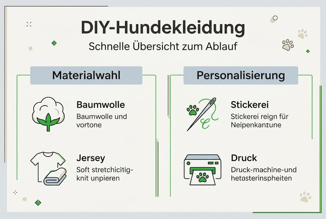 Infografik: Selbstgemachte Hundebekleidung – Materialien und individuelle Gestaltungsmöglichkeiten