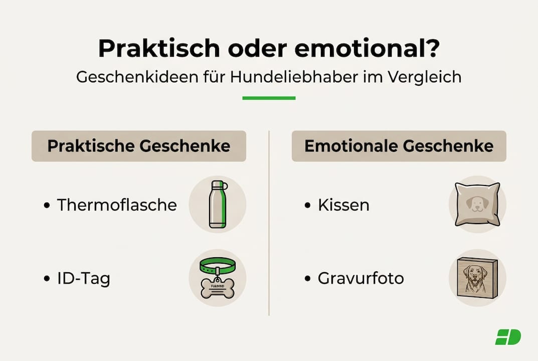Infografik: Praktische und emotionale Geschenkideen für Hundebesitzer – Was passt zu deinem Vierbeiner?