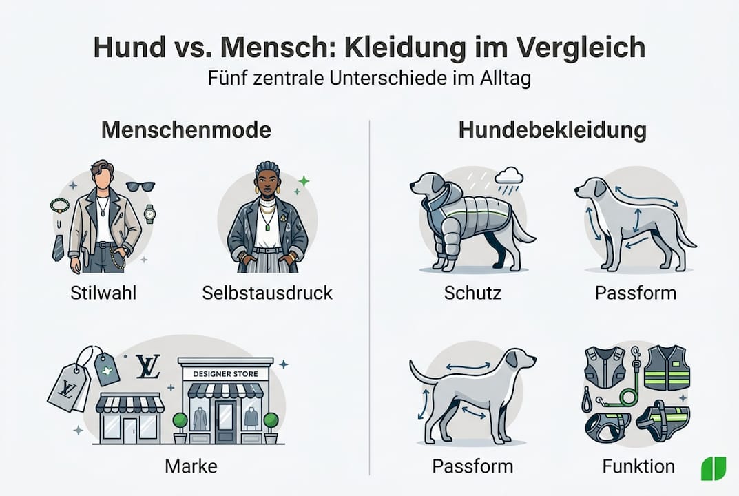 Infografik: Hundemode vs. Menschenmode – ein Vergleich