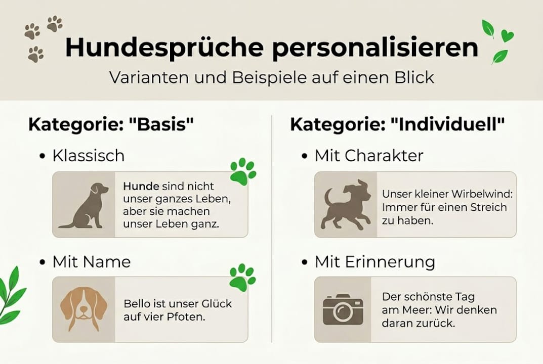 Infografik: Kreative Ideen für personalisierte Hundesprüche