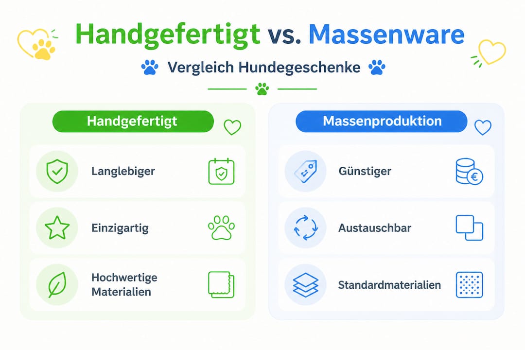Infografik: Handgemachte Hundeprodukte im Vergleich zur Massenware