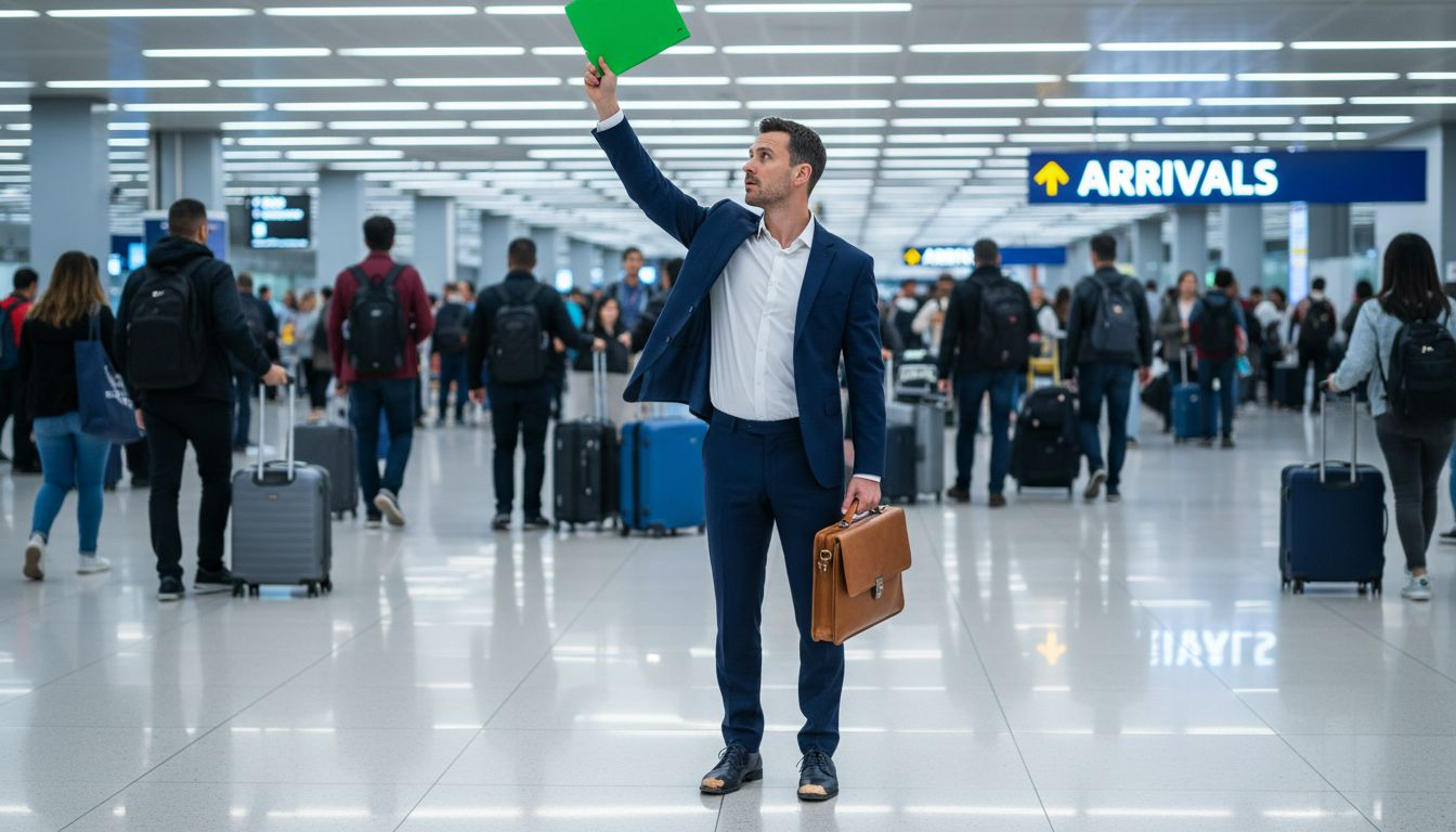 Traveler searching for chauffeur at airport