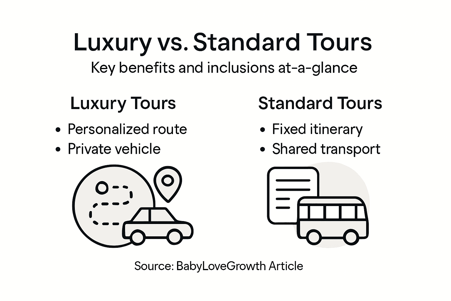 Luxury versus standard sightseeing tours infographic
