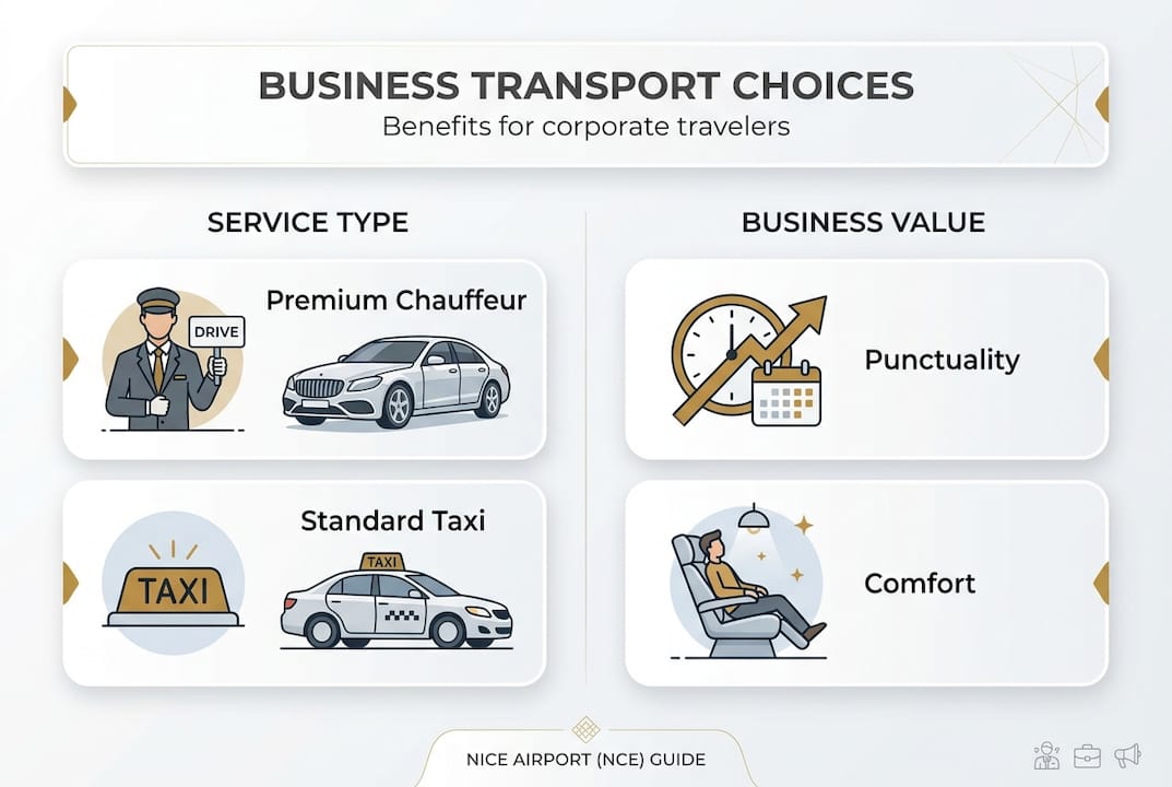 Infographic business transport options comparison