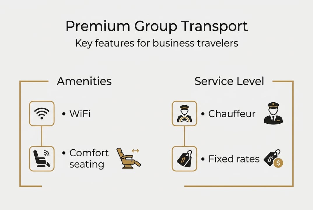 Infographic showing premium transport options and benefits