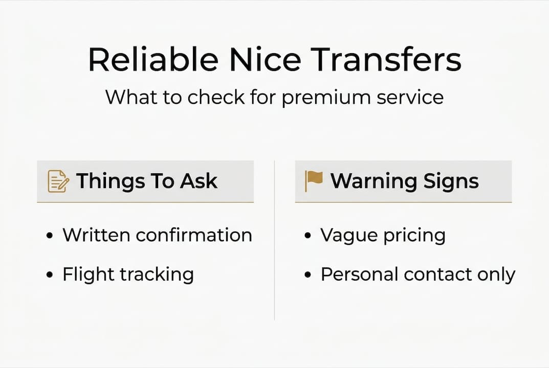 Infographic on ensuring reliable Nice transfer service