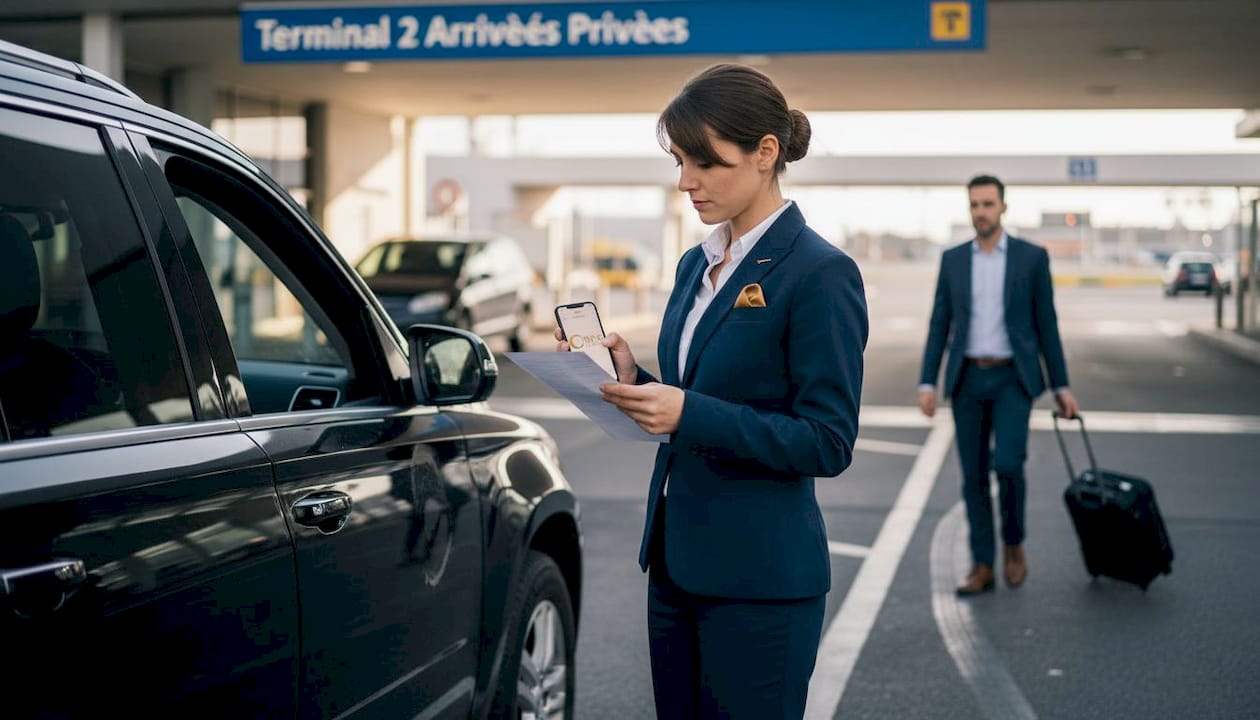 VTC driver awaiting guest at airport terminal