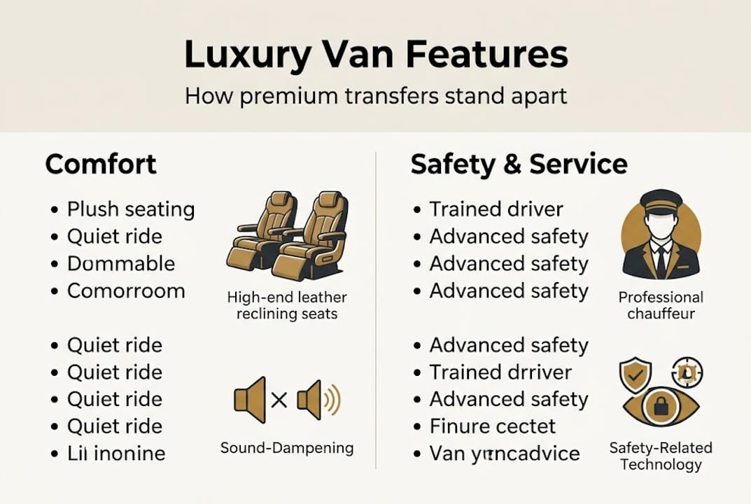 Infographic comparing luxury van key features