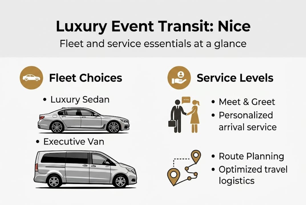 Infographic showing fleet and service options in Nice