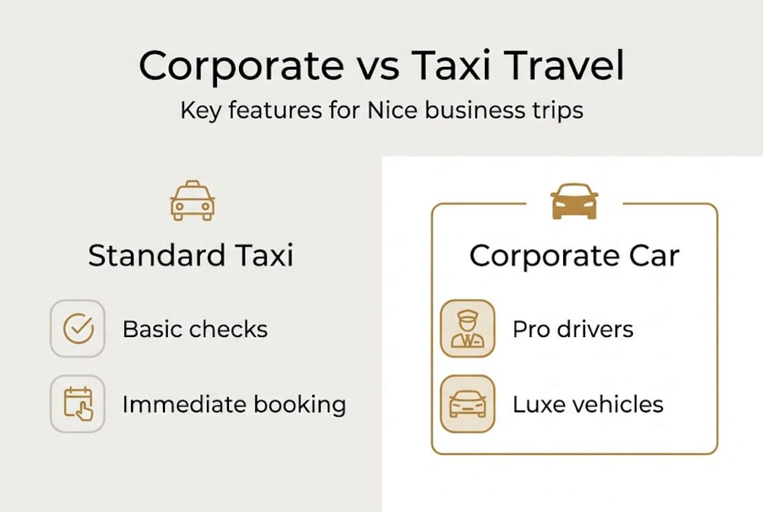 Infographic comparing taxis and corporate cars