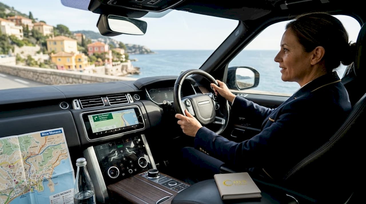 Bilingual chauffeur driving Côte d’Azur coast