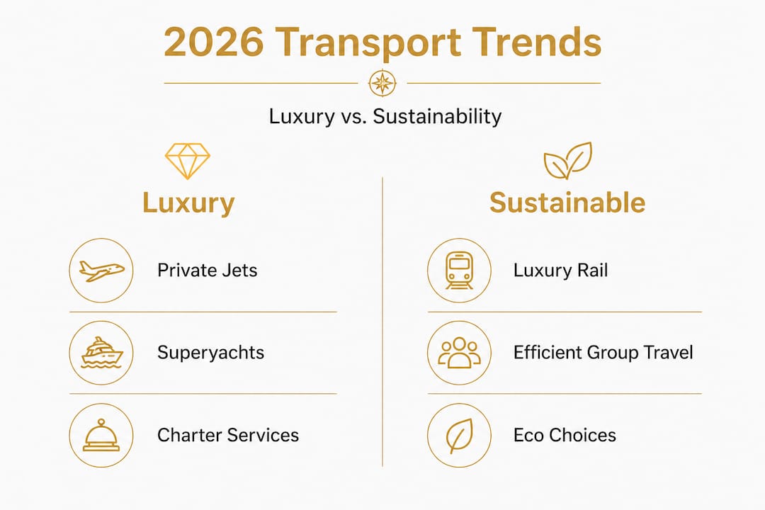 Infographic comparing luxury and sustainable transport