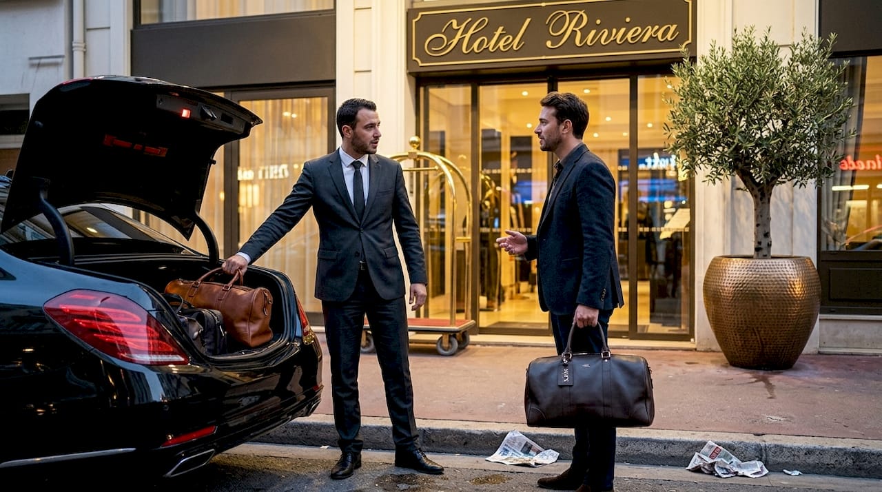 Private driver loading luggage outside hotel