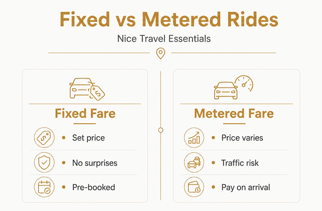 Infographic comparing fixed and metered fares