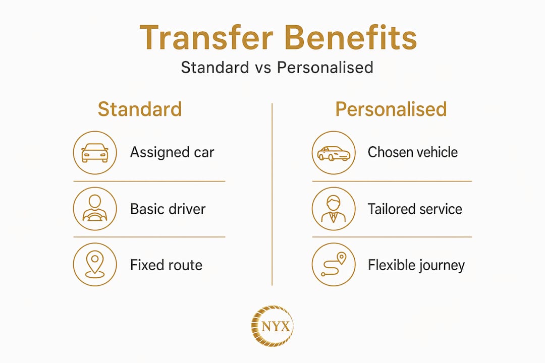 Infographic comparing standard and personalised transfer features