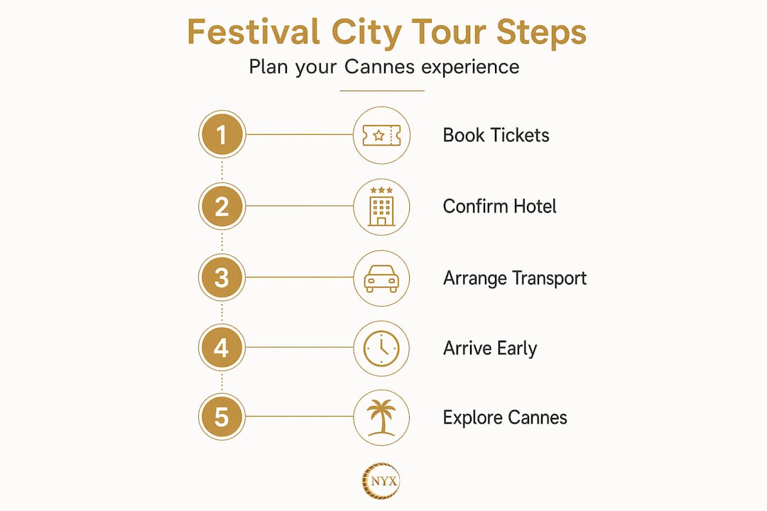 Step-by-step festival city tour process infographic