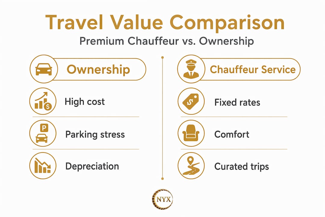 Infographic comparing premium chauffeur and ownership