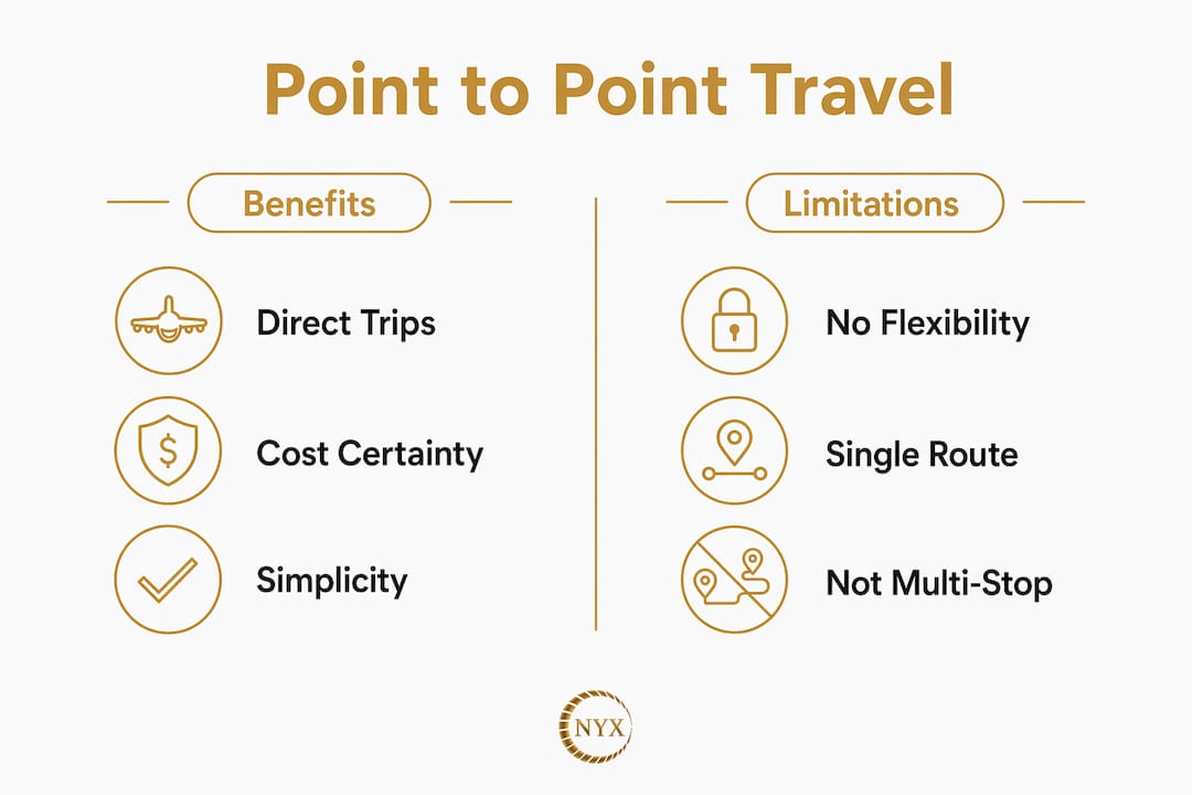 Infographic comparing benefits and limitations of point to point travel