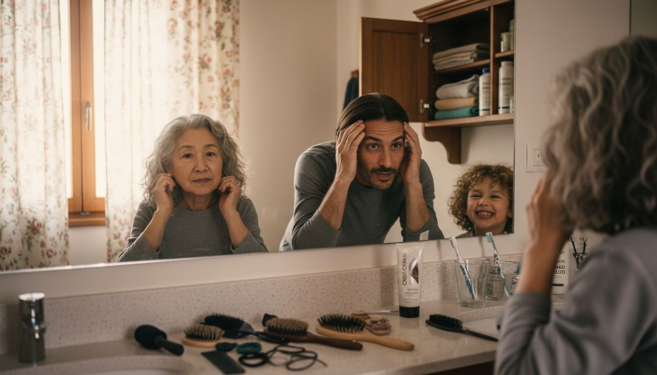 Persone con tipi di capelli diversi alle prese con la routine in bagno