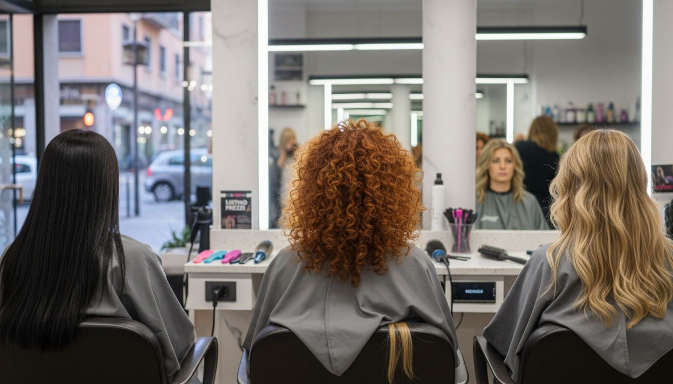 Tre clienti con tipologie di capelli diverse: lisci, ricci e mossi.