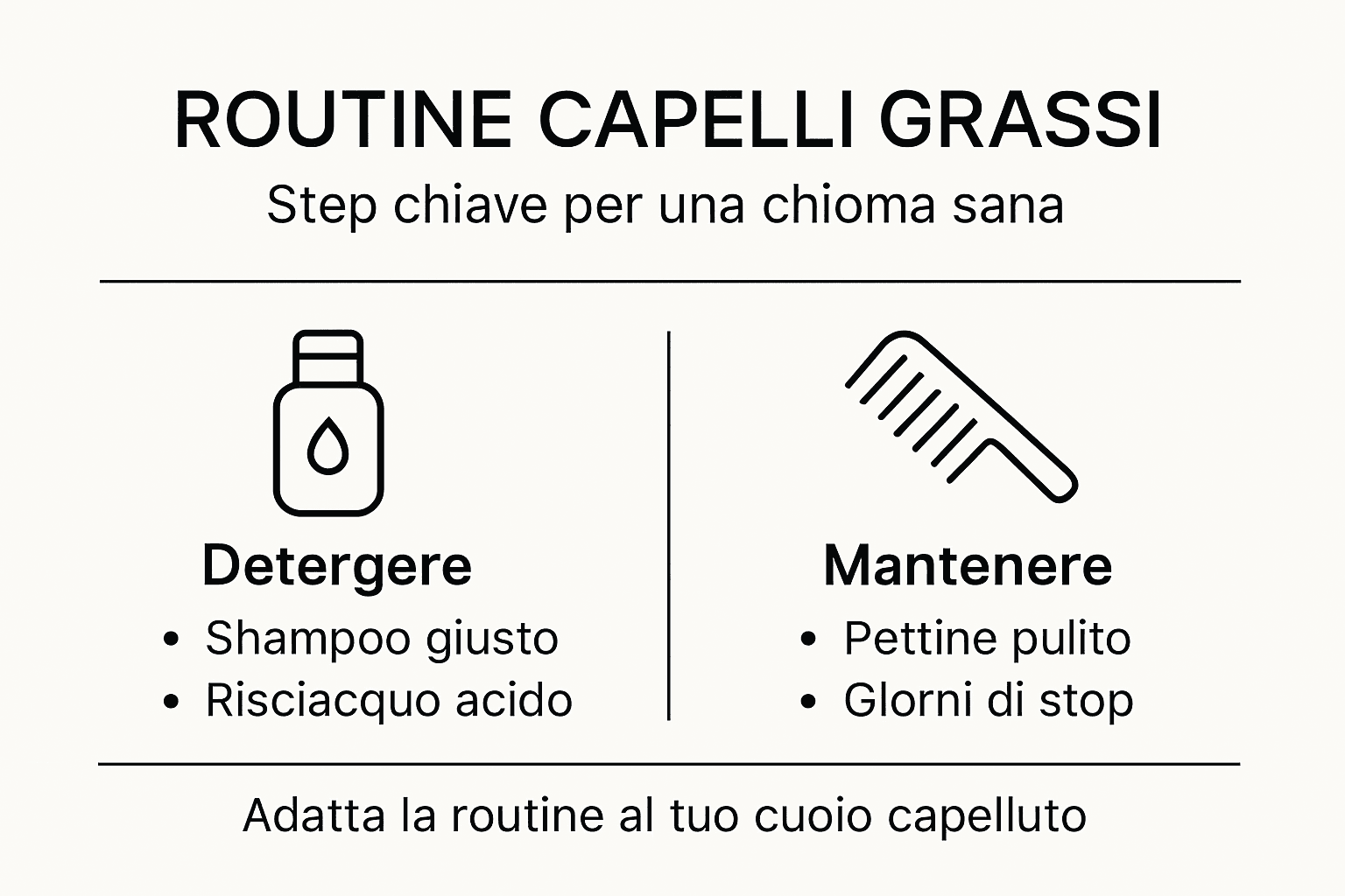 Infografica: i passaggi fondamentali per la cura dei capelli grassi