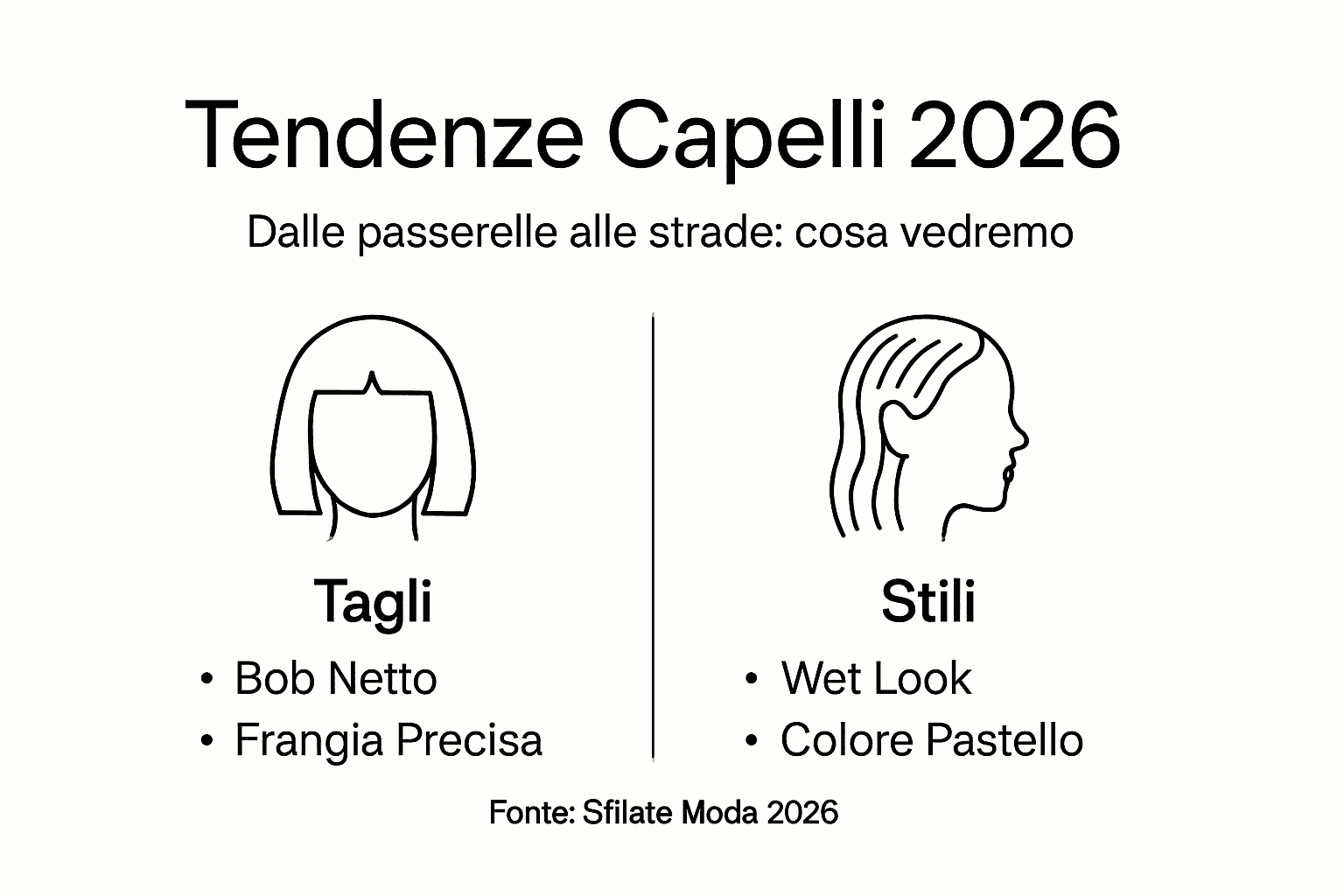 Le principali tendenze capelli 2026 in un’infografica