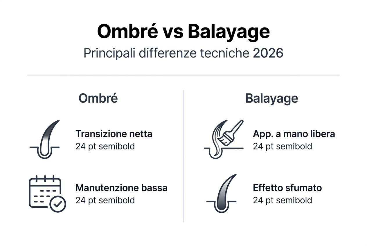 Infografica: come riconoscere le differenze tra ombré e balayage nei capelli