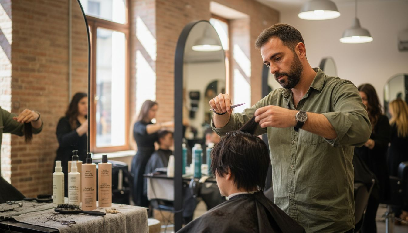 Parrucchiere che realizza un vero e proprio cambio look in salone