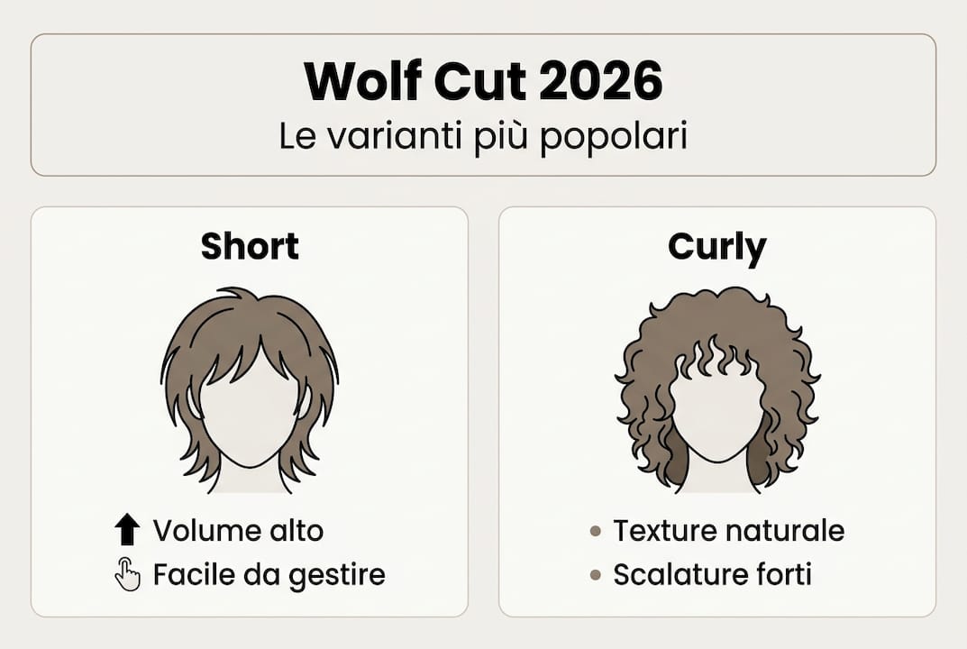 Guida visiva alle nuove tendenze wolf cut 2026
