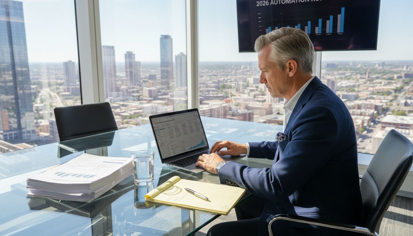 CFO reviewing automation trends in office