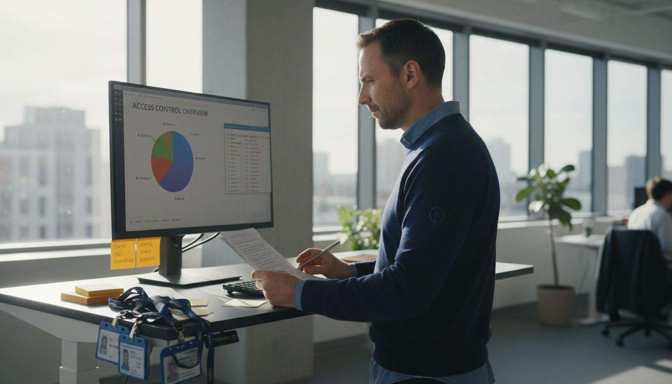 IT specialist reviewing document permissions