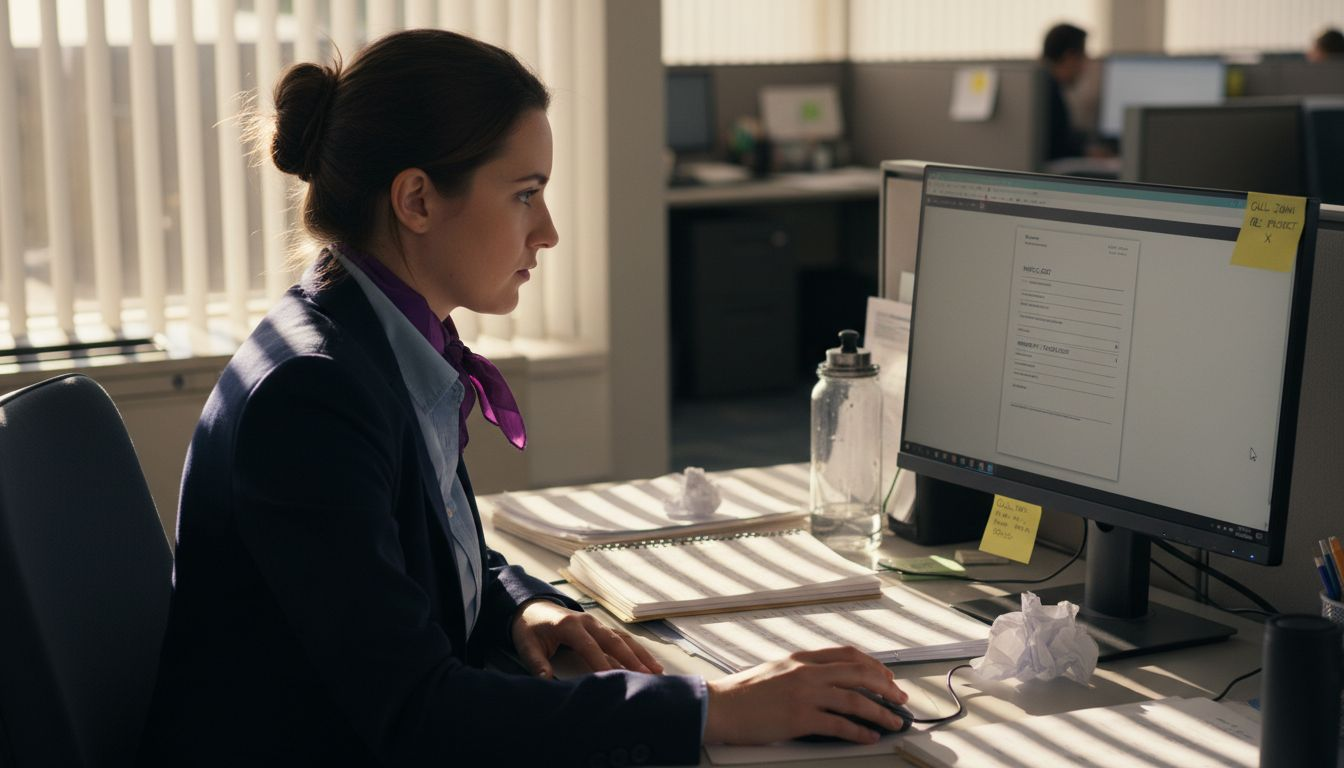 Accountant reviewing digital invoice with OCR