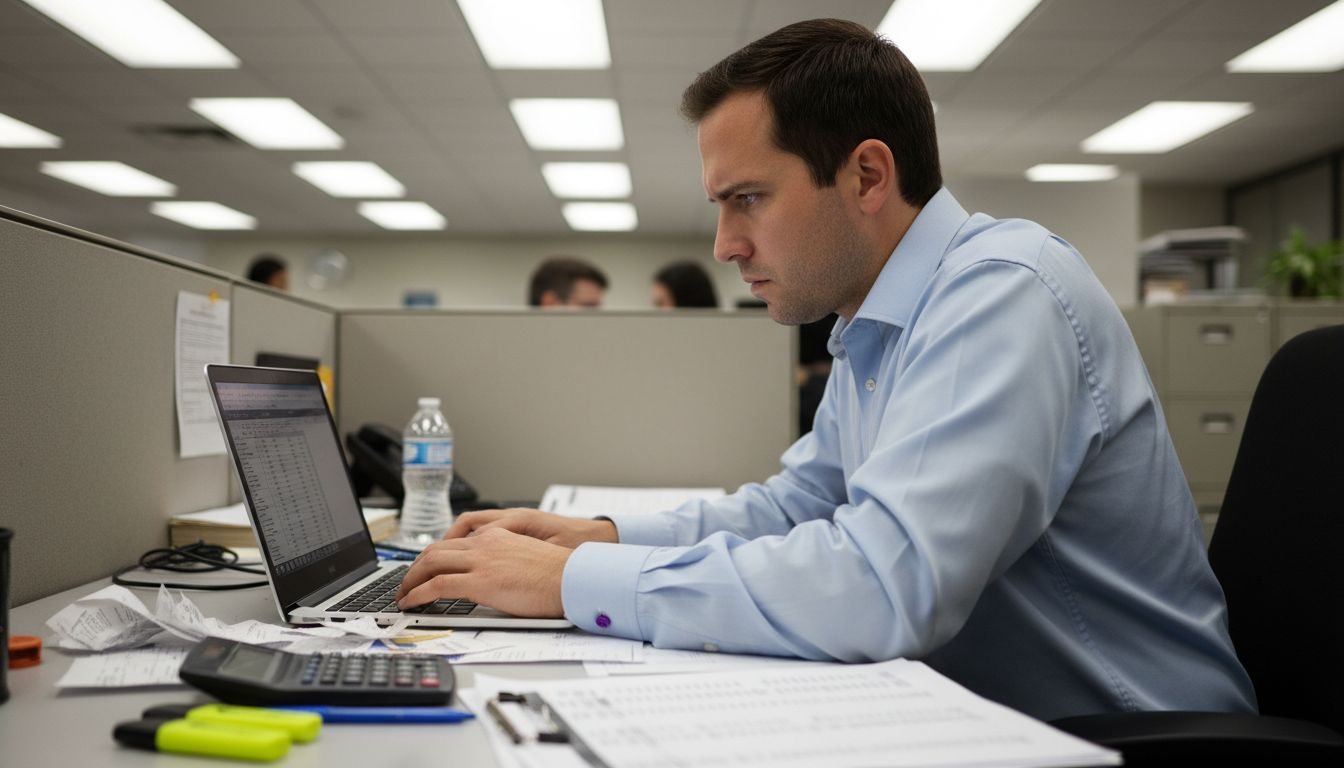 Accountant manually entering bank statement data