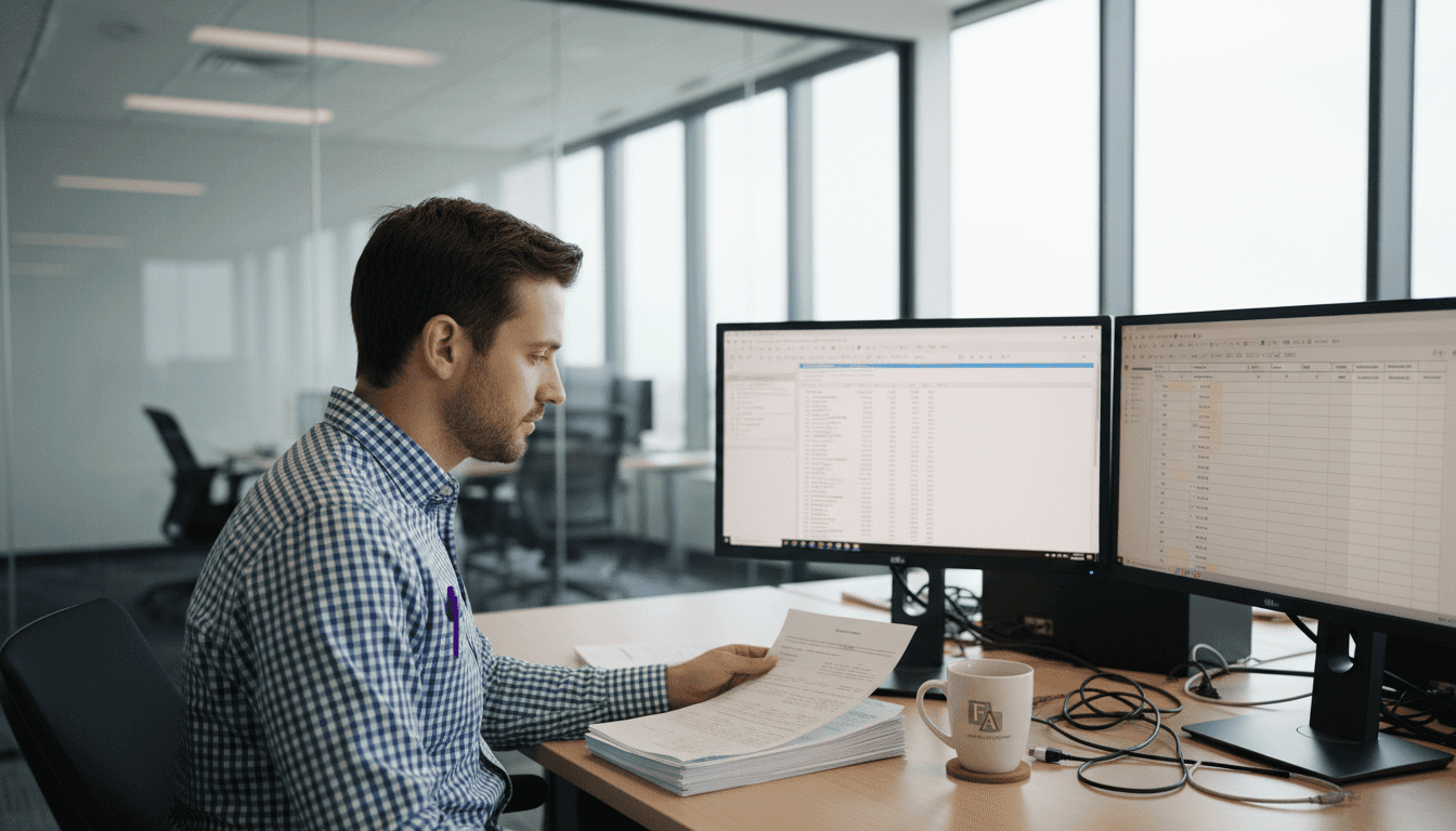 Analyst extracting data from bank statement