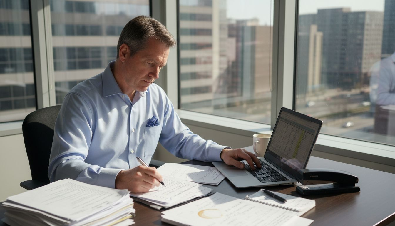 Accountant reviewing SME financial checklist