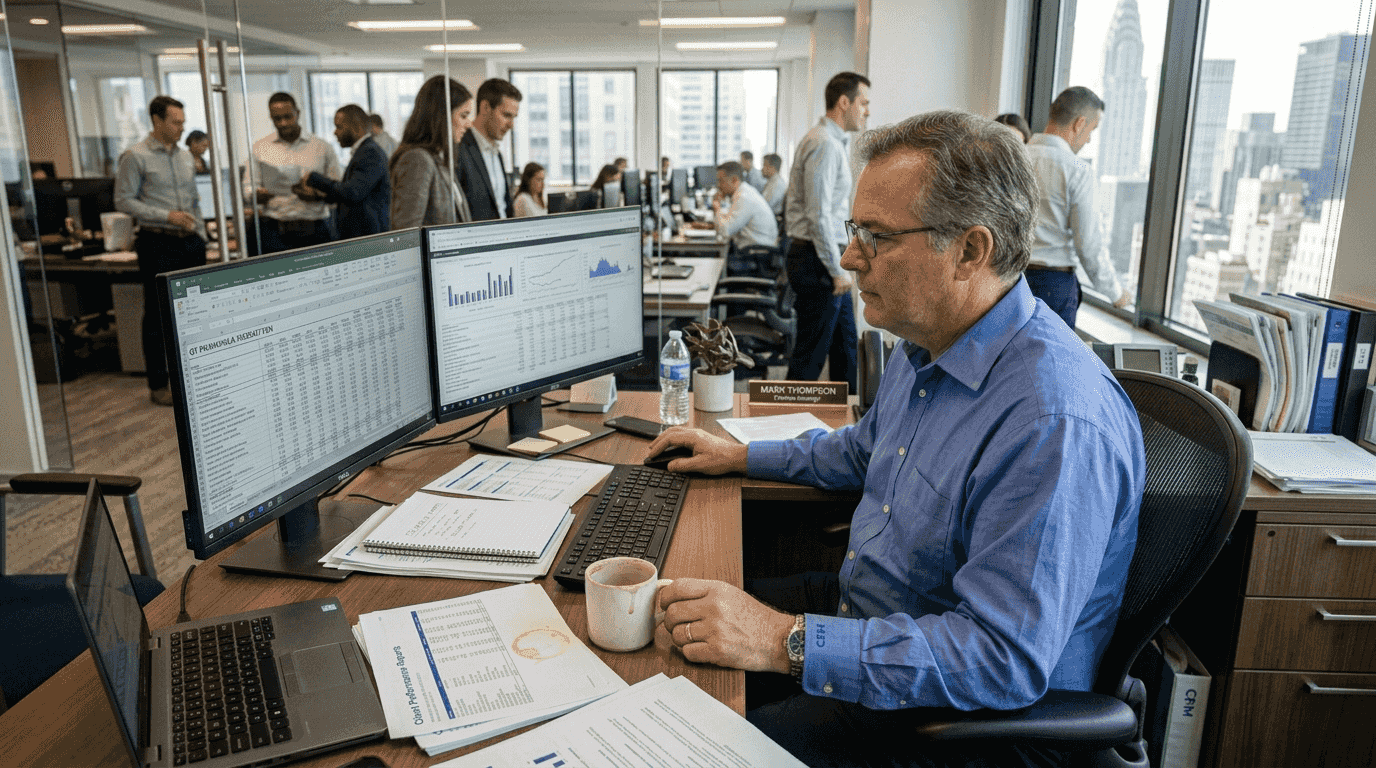 Manager working with automated financial reports