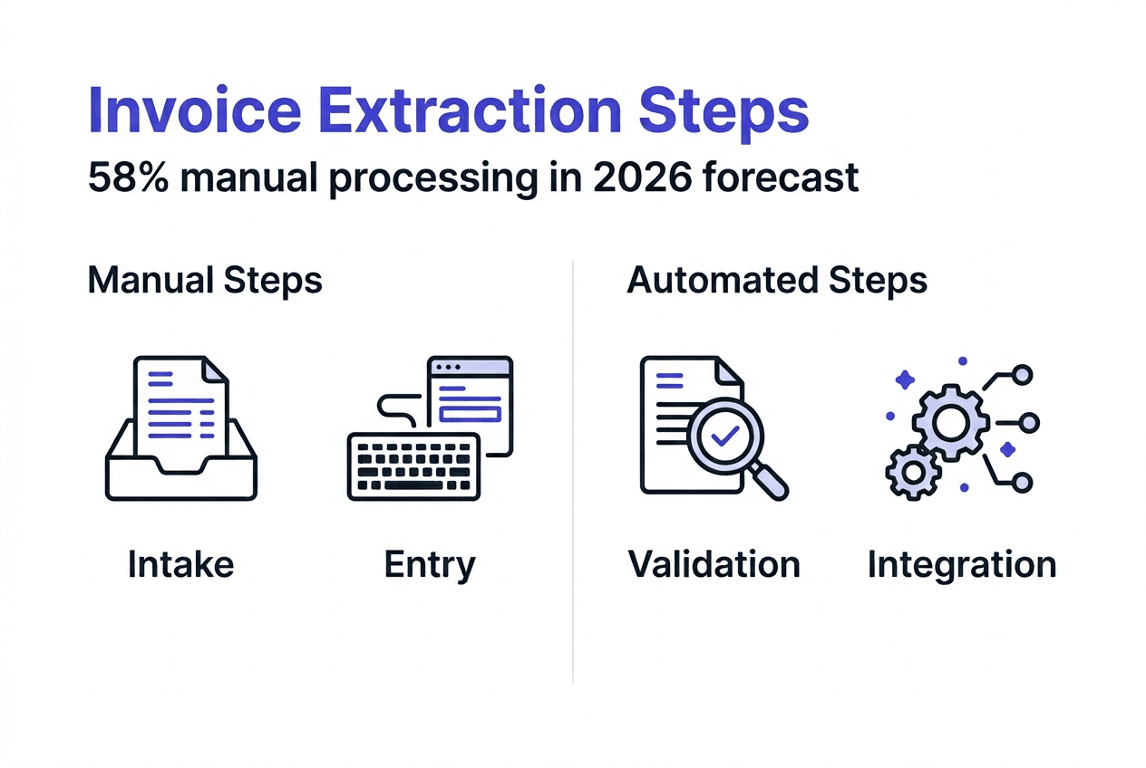 Infographic showing manual and automated invoice steps
